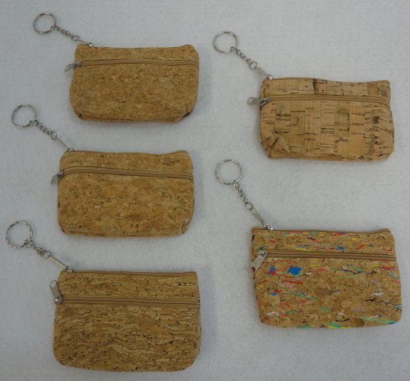 5''x3.25'' Two-Compartment Zippered Change PURSE [Cork]